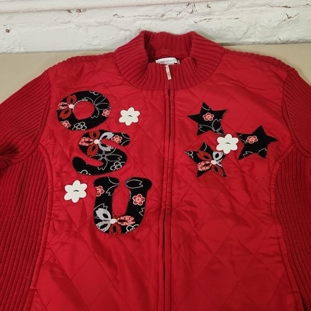 Hand Made Ohio State Zipper Sweater Size Large Football Season!! One Of A Kind - Picture 2 of 7